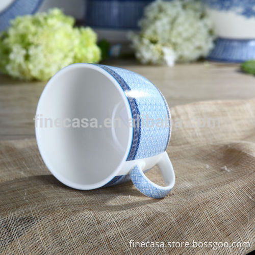 600CC Elegant Style New Bone China Ceramic Big Soup Mug of Blue in China